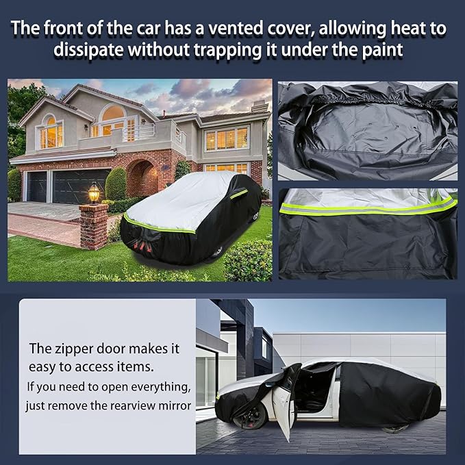 Car Cover Waterproof All Weather Tear-Resistant, Durable and Sun Protect,Suitable for Nissan Altima, Toyota Camry, Honda Accord, Lexus GS, Infiniti Q50, Kia K5, Fit Sedan Length (188-195 inch)
