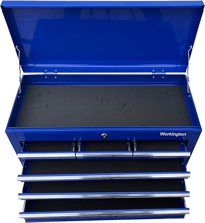 Workington Portable Metal Tool Chest with 6 Drawers, 24" 6-Drawer Tool Chest Cabinet with Ball Bearing Drawer Slides, Steel Tool Storage Box Organizer 4005 Blue
