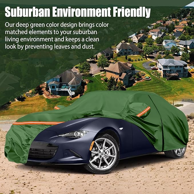 Waterproof Car Covers Replace for 1998-2025 Mazda Miata/MX-5, Multilayer Heavy Duty with Cotton Liner All Weather Car Cover with Zipper Door, Windproof Bands for Snow Rain Dust Protection