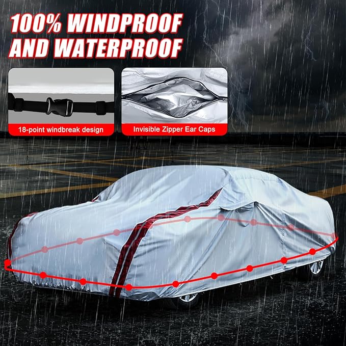 Waterproof Car Covers Replace for 2009-2025 Porsche Cayenne, 6 Layers All Weather Custom-fit Car Cover with Zipper Door & 18 Ponit Windproof Bands for Snow Rain Dust Hail Protection