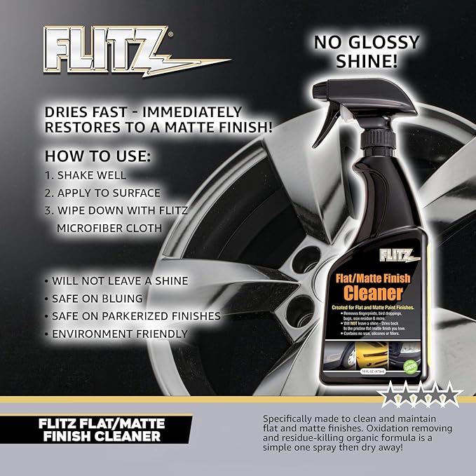 Flitz Flat Matte Finish Cleaner - 16oz Bottle of USA-Made Vinyl Wrap Spray to Easily Remove Grease, Wax, Dust, & More - Quick Drying Matte Paint Cleaner - Ideal for Cars, Motorcycles (1 Pack)
