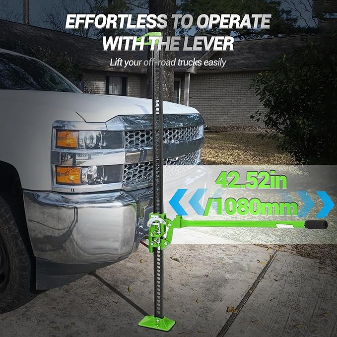 GarveeTech 60" Farm Jack, 3 Ton Capacity Ratcheting Off Road, Utility Heavy-Duty F-arm J-ack for Tractor, Truck, SUV, Lift Height 5.12-52 inches