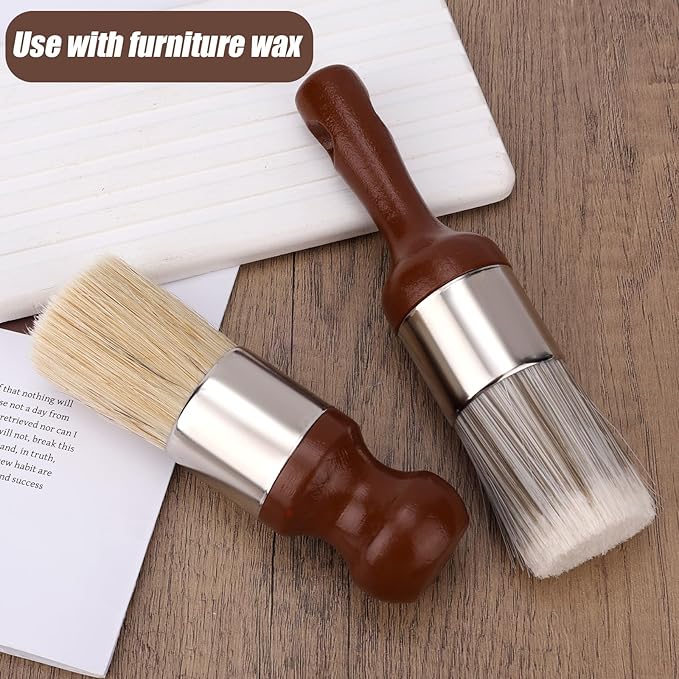 2pcs Salve Brush for Furniture, 2 Style Leather & Wood Care Brush Tool with Soft Bristles Ergonomic Handle Furniture Wax Applicator for Car Interiors & Home Cleaning Maintenance