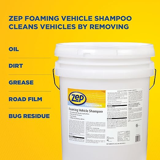 Zep Foaming Vehicle Shampoo 5 Gallon 1041567 (One Bucket) Excellent for Removing Road Film, Dirt and Salt deposits