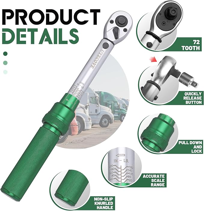 1/4-Inch Drive Click Torque Wrench, Bike Torque Wrench 20-200IN.LB/2.28-22.6N.M with a XIPE Storage Tray