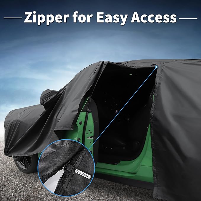 X AUTOHAUX Car Cover for Kia Soul Aluminum Film Outdoor Waterproof Sun Rain Snow Hail Protection with Driver Door Zipper