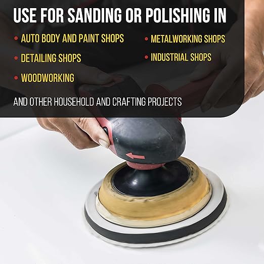 Dura-Gold Pro Series 5" x 10mm Soft Density Sanding Interface Pad, 8 Hole Pattern Dustless, 2 Pack - Hook & Loop Foam Cushion, Used with Vacuum Sander Discs, Polisher Polishing Pads & Backing Pads