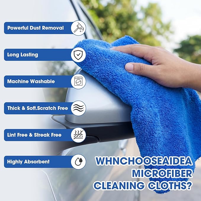 Shimeyao 30 Pcs 16 x 24 Inch Edgeless Microfiber Plush Towels for Cars Detailing Drying Wash Polishing Absorbent Cleaning Cloths, 500 GSM
