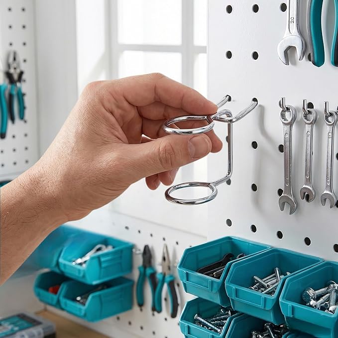 5Pcs Pegboard Screwdriver Holder Tool Organizers Double-Ring Peg Board Hang Tool Holders Hooks and Hangers for Screw Drivers Wrench Hammer Pliers Storage Accessories Wall Mount Tool Storage