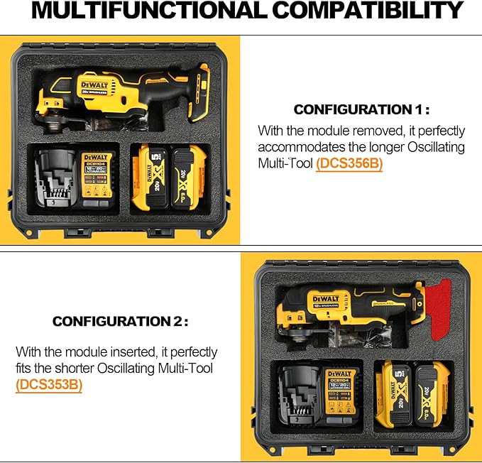 Case for Dewalt Oscillating Multi Tool - Waterproof Hard Tool Box for Dewalt Multi-Tool: DCS356B | DCS354B | DCS353B, Power Tool Kit Bag for Dewalt 20V Max Oscillating Tool/Battery/Charger (Case Only)
