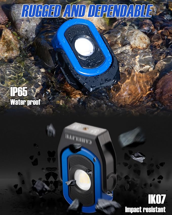 Magnetic Work Light – 780 Lumen Compact Pocket Light, Rechargeable 3000mAh, 360° Pivot, Durable & Portable for Mechanics & Jobsites (Blue, 2-Pack)