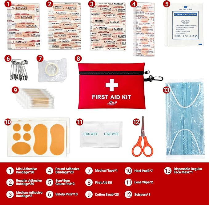 2Pack 152 Piece Small First Aid Kit, Travel Size First Aid Kit TSA Approved, Mini Forst aid kit for Home, Car, Travel, Camping, Truck, Sports, Office, Hiking Med Kit for Backpack;Gift for Grandma.