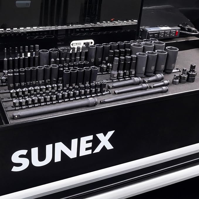 Sunex Tools 3/8" & 1/2" Drive SAE & Metric 6 Point Standard & Deep with Star (E and Tamperproof), Triple Square, & Hex Bit, 106-Piece, Model 10105
