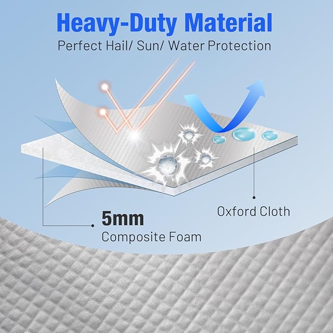 Favoto Hail Protector Car Cover - Sedan Cover Padded Snow Rain Hail Protection for Automobiles Outdoor Heavy Duty with Reflective Stripes Full Car Cover Fits Sedan up to 193"