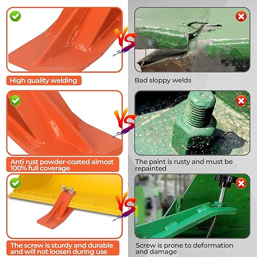 2Pcs Tractor Bucket Protector – 3/8” Thick Ski Edge Turf Tamer, Double Lock Nuts Bolts, Anti-Skid 4.5” Width for Snow Removal & Lawn Protection, Orange