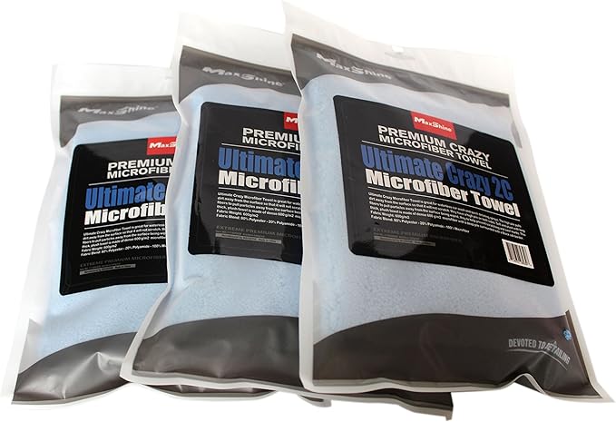 Maxshine 16" x 24" Universal 6-Pack Blue & Grey Microfiber Towels – 600GSM Ultimate Crazy 2C Series – Ultra-Soft & Absorbent Towels for Car Detailing, Drying & Polishing