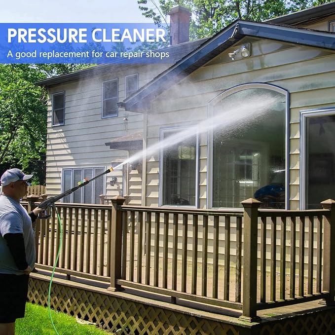 Pressure Cleaner High Power Cleaner with 33ft Power Hose, 4 Nozzles and Soap Bottle, for Home, Cars, Fences, Patio (Light Blue)