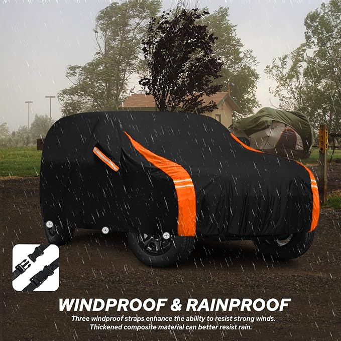 10-Layer Compatible with Jeep Wrangler Cover Waterproof 4 Door All Weather for Automobiles, Outdoor Full Exterior Soft Cotton Lining with Door Zipper, Fit for CJ YJ TJ JK JL