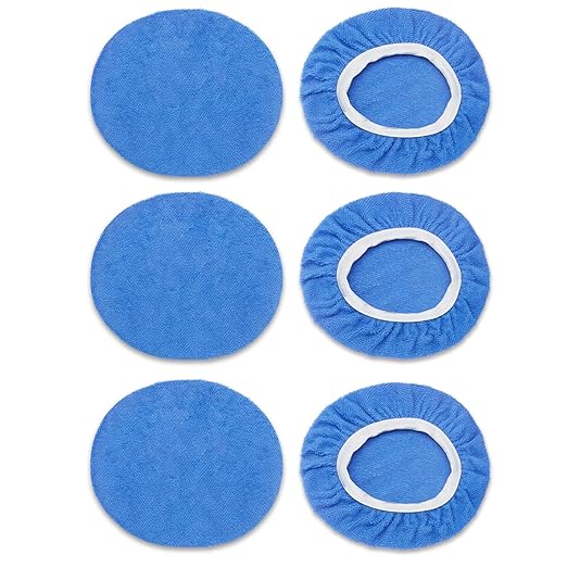 6 PCS Car Buffing Pads for 9-10 Inch Orbital Polisher, Microfiber Polishing Pad Buffer Polisher Bonnets, 9-10 Inch Polishing Pads Cover Waxing Pads for Car Detailing (Light Blue)