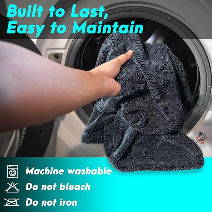 2 Pack 36"x 24" Microfiber Towels for Cars, Car Drying Towel, Drying Towels Car Detailing, 1200GSM Drying Microfiber Towel Car Wash Flash Detail Extra Large Super Absorbent Supplies Shammy Cloth