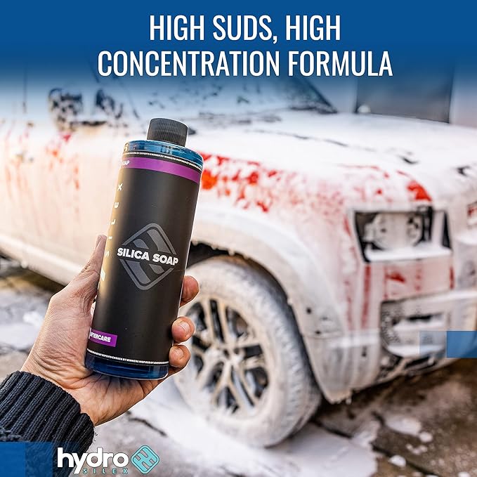 HydroSilex Ceramic High Foaming Silica Soap SIO2 Infused. Hydrophobic Coating Car Wash Soap for Paint, Vinyl, Rubber & Plastic (16oz)