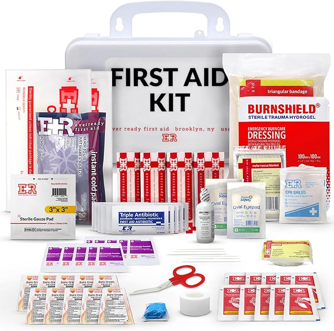 10 Person First Aid Kit - OSHA and ANSI Class A Compliant, Fully stocked Emergency Kit for Home, Office or Construction site