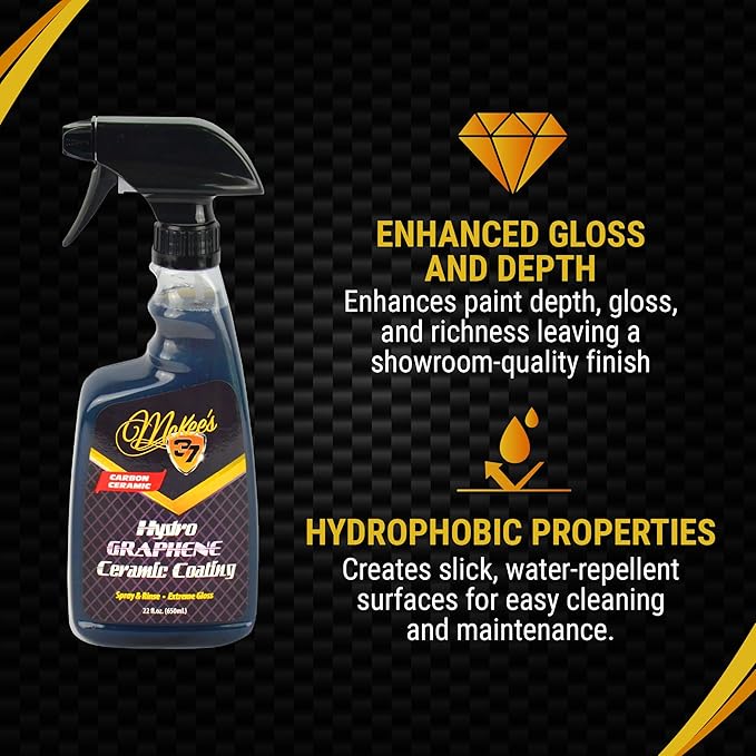 McKee's 37 - Hydro Graphene Ceramic Coating | Easy Spray On Ceramic Coating for Cars | Extreme Shine, Hydrophobic Protection & UV Resistance (22 oz)