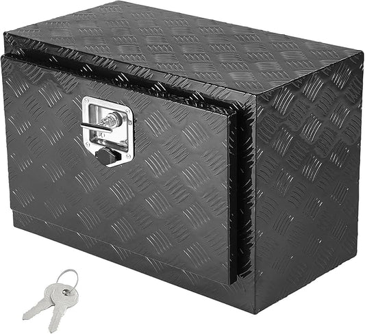VEVOR Underbody Truck Box, 24" x 12" x 14" Pickup Storage Box, Heavy Duty Aluminum Diamond Plate Tool Box with Lock and Keys, Waterproof Trailer Storage Box with T-Handle Latch for Truck, Van, Trailer