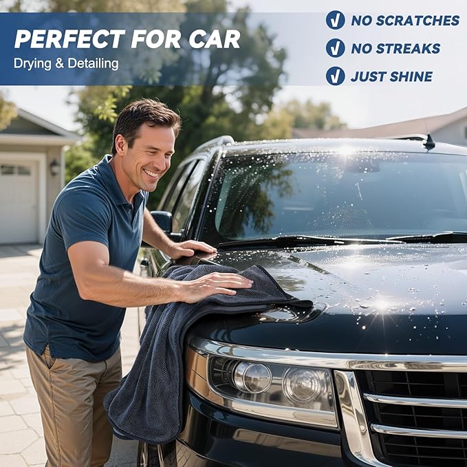 2-Pack Microfiber Towels for Cars 36"x24", Extra Large Ultra Absorbent Car Wash Drying Towels Detailing Supplies for SUVs and Trucks, No Streaks, Spots or Scratches