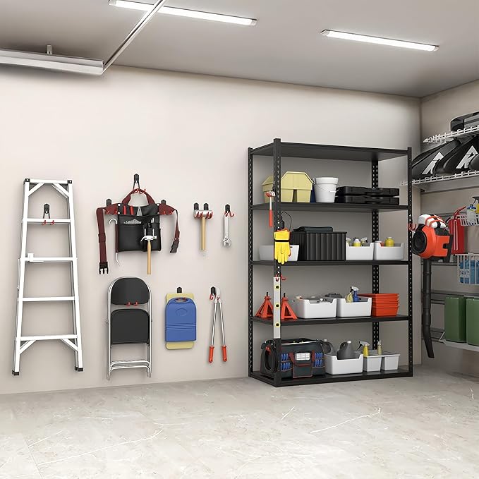 TORACK 15 PCS Garage Storage System Hooks, Shelving Hooks for Keyhole Shelving Units Wall Mount Utility Hooks for Tools, Ladders, Cords, Folding Chairs, Shovels and Rakes(Orange)