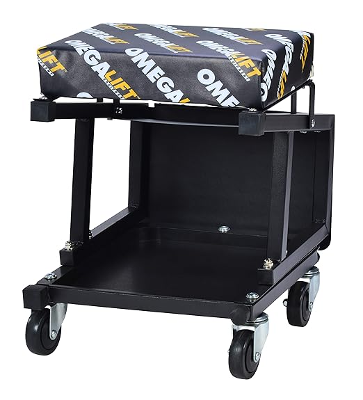 Omega Lift 91305 2-in-1 Mechanics Creeper Seat/Step Stool, 7.88'' Height, 17.72'' Width, 15.75'' Length, Black