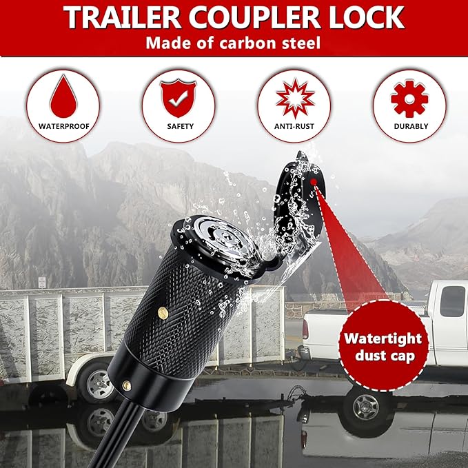 Trailer Hitch Coupler Locking Pin Dia 1/4 Inch, 3-1/2 Inch Span,Trailer Tongue Coupler Lock for Latch-Type Coupler Truck Car and Boat,High Security by Cenipar