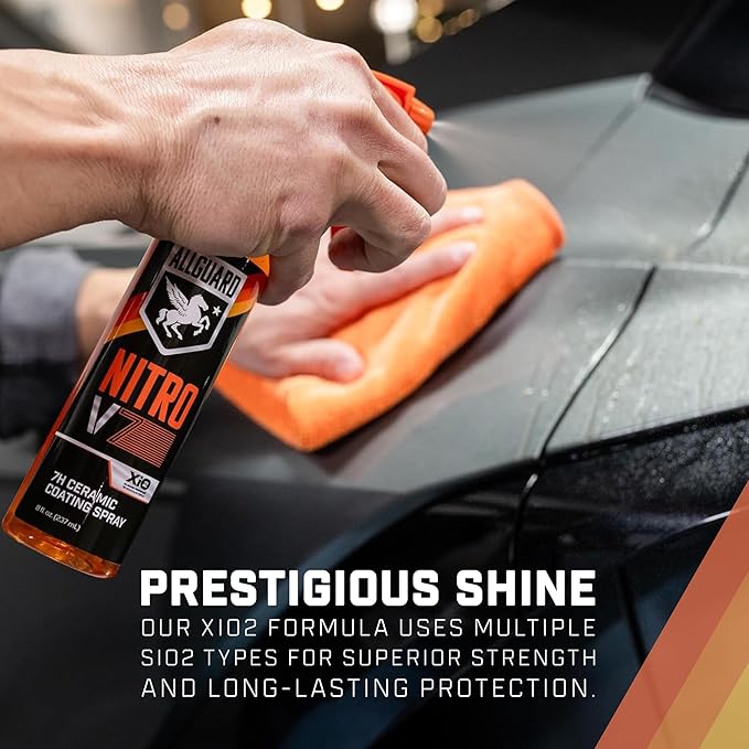 NITRO V7 Spray - 7H Ceramic Coating Spray with Proprietary XiO2™ Formula Creates Tri-Molecular Bond - 1+ Year of Hydrophobic, Self Cleaning Protection & High-Gloss Shine - Easy Application