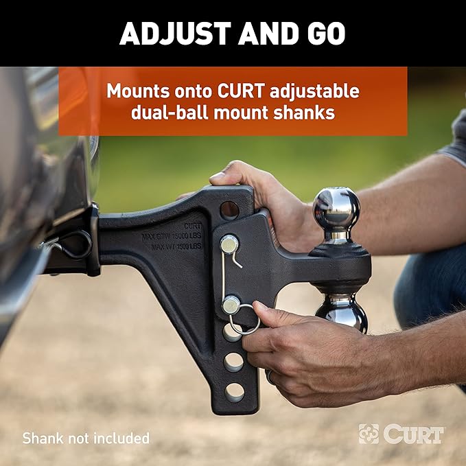 CURT 45933 Dual Ball Attachment for Weight Distribution Shank, 2 and 2-5/16-Inch, Up to 15,000 lbs