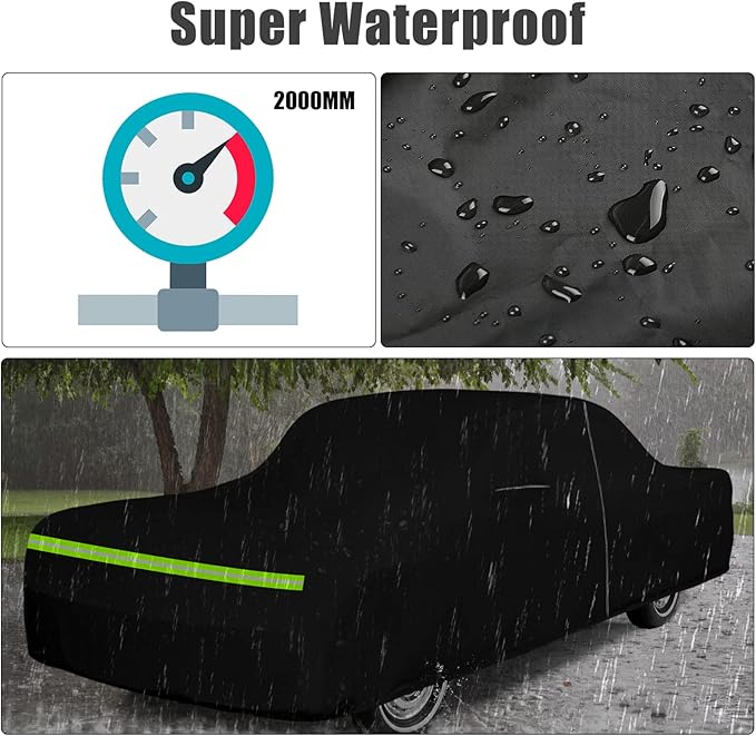 Waterproof Car Cover Compatible with Chevrolet Bel Air / 150/210 1950-1957 Sedan/Coupe/Hardtop 210T All Weather Classic Car Covers with Zipper Door for Snow Rain Protection