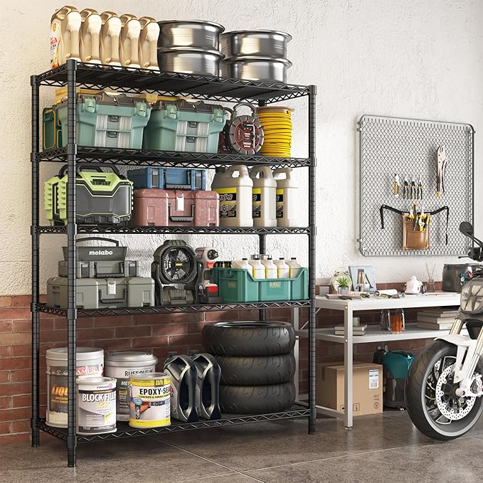 45" W x 20" D x 72" H Heavy Duty Wire Shelving Unit, 5-Tier Utility Storage Rack 2000 lbs Capacity, Adjustable Garage Shelves for Kitchen Garage Pantry, Easy Assembly