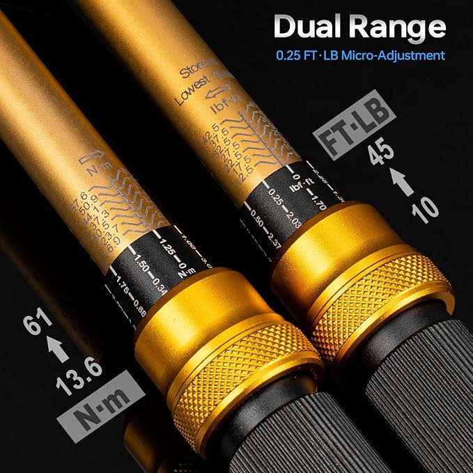 3/8-Inch Drive Torque Wrench Set, 10-45 FT.LB (13.6-61Nm), Magnetic Spark Plug Socket Set, 12-Point Sockets 14mm & 16mm, Spark Plug Gap Tool, ±3% Accuracy, 72-Tooth Torque Wrench for Motor, Car Repair