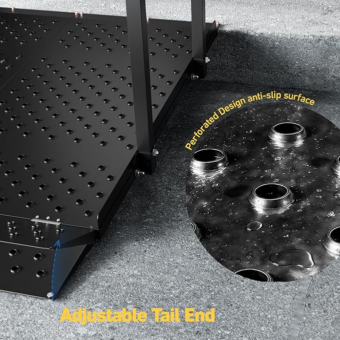 Wheelchair Ramp with Handrails, Heavy Duty Mobility Ramp for Steps & Curbs, Up to 770lbs Capacity, Non-Slip Surface with Reflective Strips for Wheelchairs, and Walkers, 49" L x 36" W