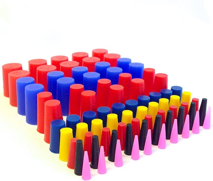 High Temp Masking Supply 160 Piece Silicone Rubber Plug and Cap Set - 1/16" to 3/4" Range - for Powder Coating, Painting, Ceramic Coating, Sealing Holes - Non-Toxic, Flexible, Reusable