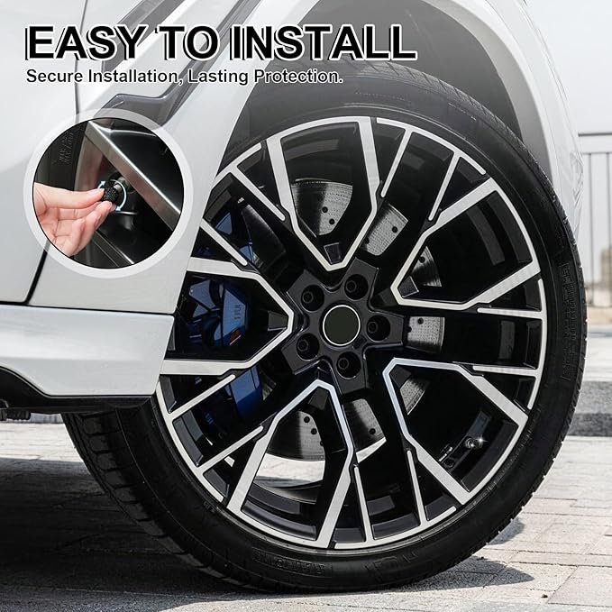 JUSTTOP 4 Pack Handmade Crystal Rhinestone Car Tire Valve Stem Caps, Wheel Valve, Attractive Dustproof Bling Accessories, Universal for Cars, Trucks and Motorcycles-Black