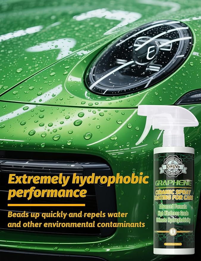 Kingvo Ceramic Coating Spray and Leather Seat Cleaner, Ceramic Car Wax for Couch Cleaning Spray Car Detailing Kit Washing Supplies
