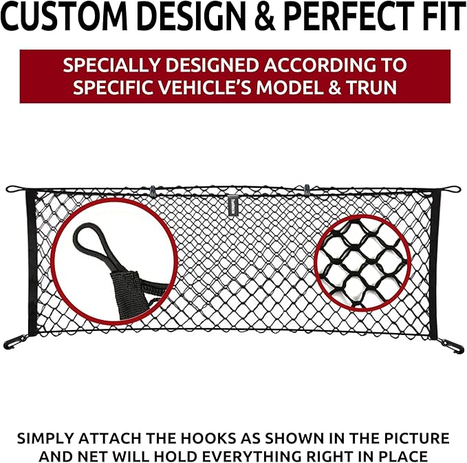 Envelope Style Trunk Mesh Cargo Net - For Jeep Grand Cherokee 2011 - 2021 Car Accessories - Premium Trunk Organizers and Storage - SUV Truck Cargo Nets - Vehicle Carrier Organizer for Cherokee WK