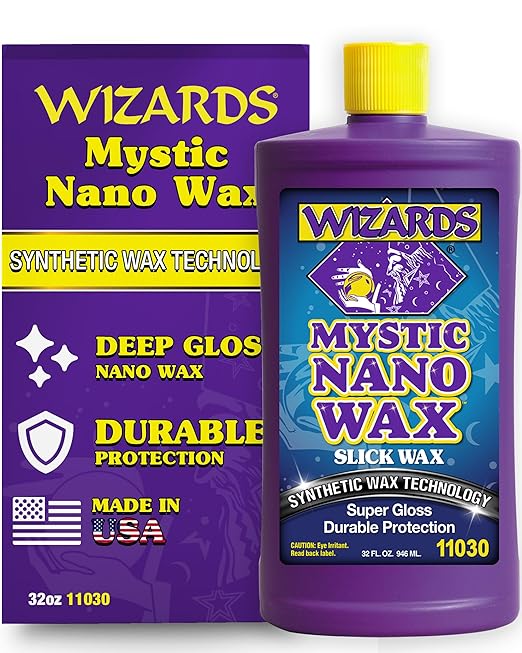 Wizards Mystic Nano Car Wax Polish - Protects and Provides Extreme Gloss and Slickness - Safe For All Paint and Clear Types Car Polishing Compound - For Both Machine and Hand Use - 32 oz