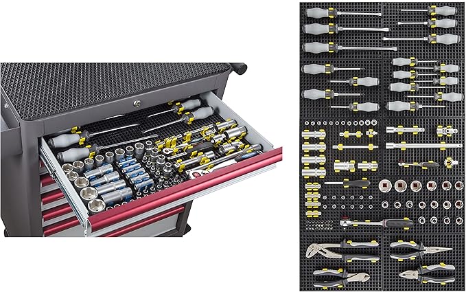 FREE ZONE 68-Piece Large Pegboard Tools Organizer Set, (Black) Tool Box and Storage, Tool Box Drawer Organizer for Tool Chest Cart Cabinet Workbench