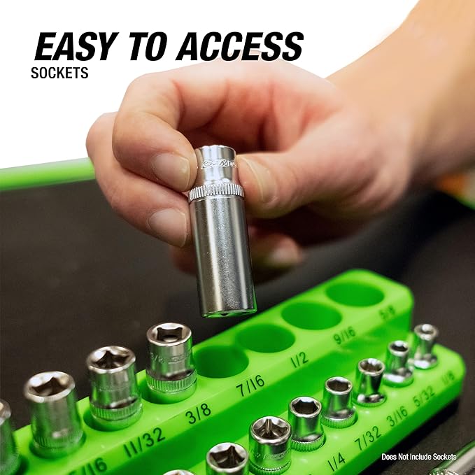 OEMTOOLS 22485 3-Pc Magnetic Socket Organizer, SAE Magnetic Socket Holder, Socket Holders for 68 Deep and Shallow Sockets, Socket Holders 1/4, 3/8, 1/2 Inch Sizes