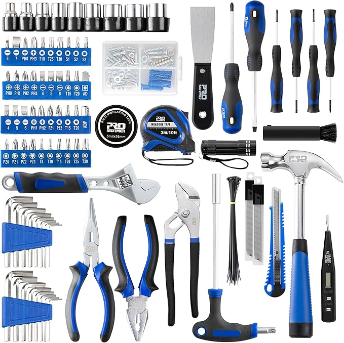 Prostormer 229-Piece Hand Tool Set – Portable Tool Box with Essential Household Tools, Perfect for Home Maintenance, DIY Projects, and Daily Repairs