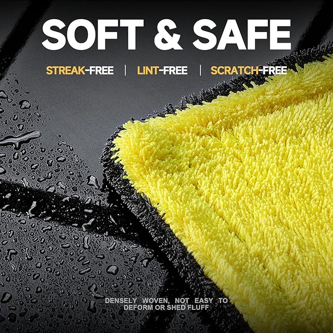Microfiber Towels for Cars Drying Towel - 36"x24", Streak-Free Double-Sided Ultra Absorbent Bath Towels, Edgeless Design for Car Detailing Cleaning & Household