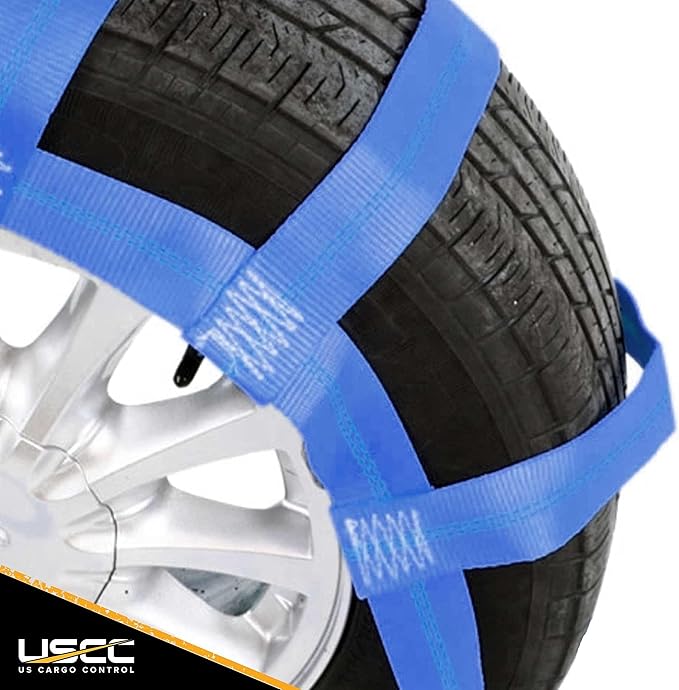 US Cargo Control Large Tow Dolly Basket Straps with Snap Hooks (4 Pack), for Wheel Tire Sizes 17 Inches or Larger, 3,333 Pound Working Load Limit