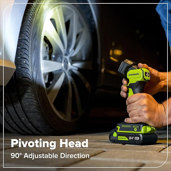 GREENWORKS 24V Combo (1/2” Drill + 1/4” Impact Driver + 6.5” Circular Saw + 200Lm Flashlight), 4.0Ah + 2.0Ah Batteries (24,000mAh PB), (2) Braided Cables, 65W Rapid Charger,High-Efficiency