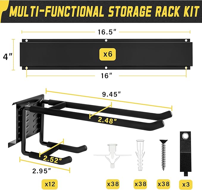 klasit Garage Wall Organizer,21Pack Carries 1200 lbs,Garden Tool Organizer 99in With Large Storage Space,Easy Assembly, Sturdy Design,for Efficient Tool Storage Garage Organization
